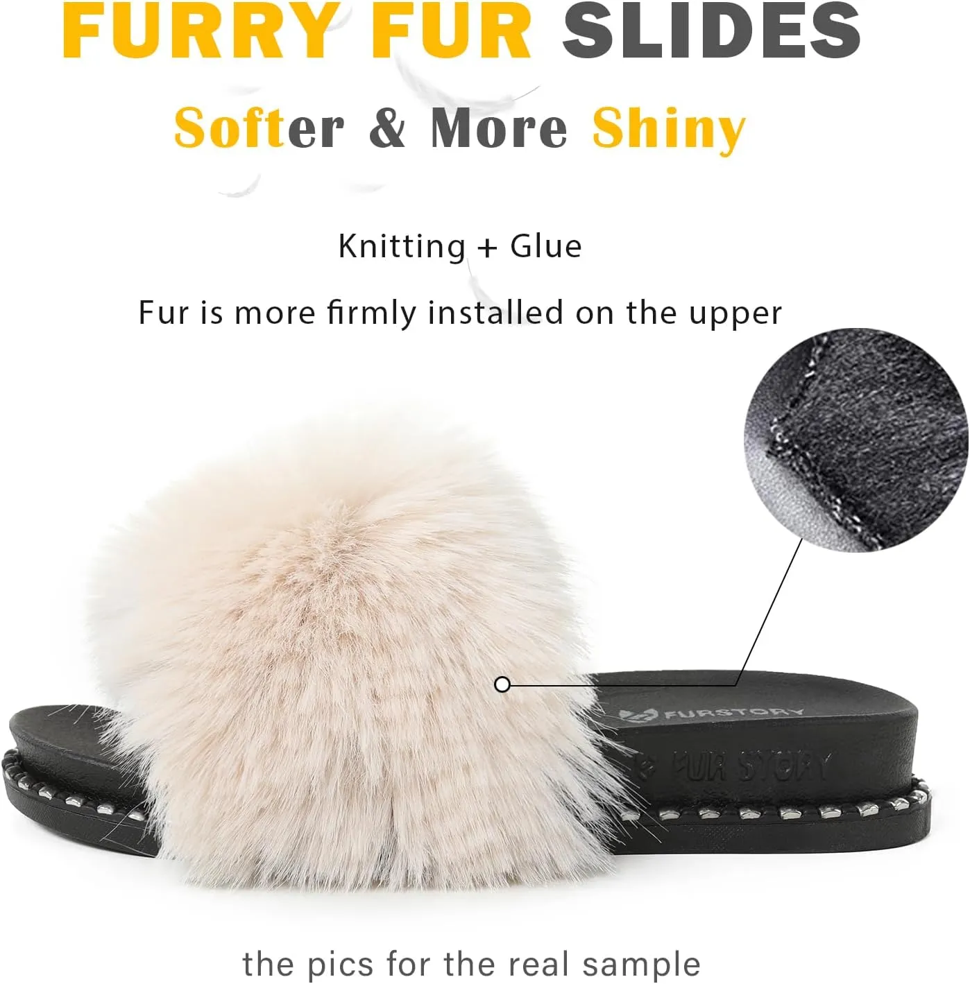 Fur Slippers Furry Fuzzy Slides Platform Sandals Open Toe Fluffy Slides Feather Sandals Fur Slip On Shoes for Women
