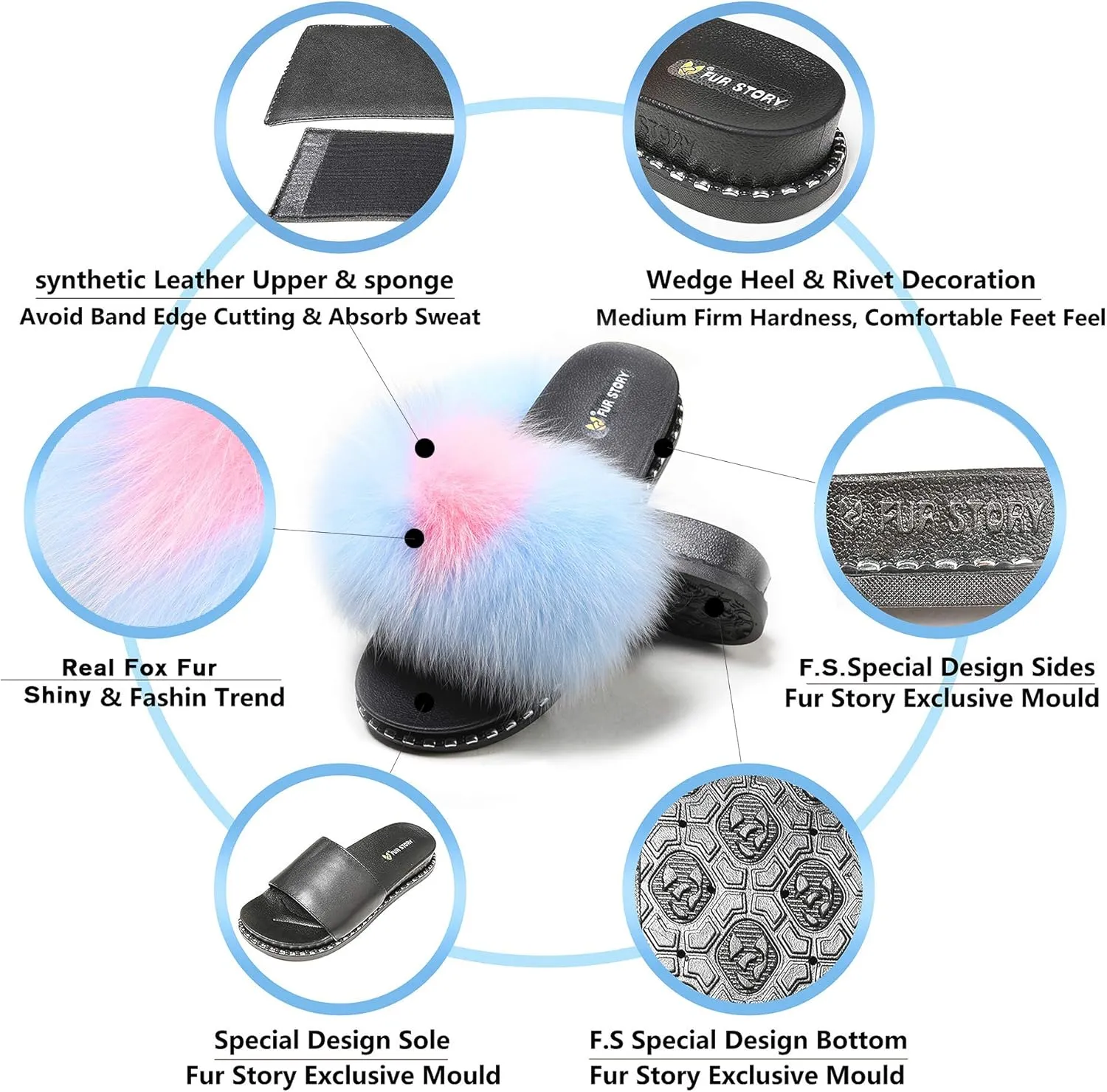 Fur Slippers Furry Fuzzy Slides Platform Sandals Open Toe Fluffy Slides Feather Sandals Fur Slip On Shoes for Women