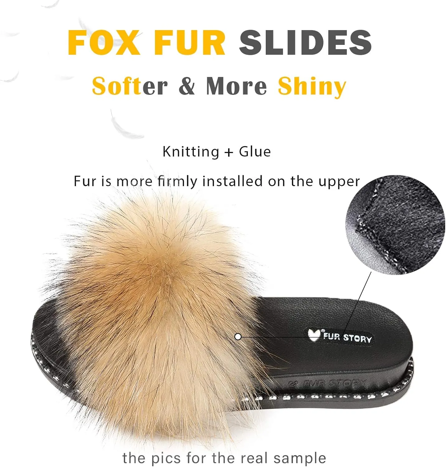 Fur Slippers Furry Fuzzy Slides Platform Sandals Open Toe Fluffy Slides Feather Sandals Fur Slip On Shoes for Women