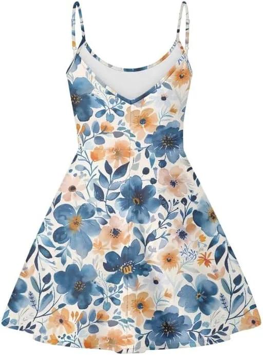 Galaxy Peacock Feather Women's Sleeveless Dresses Aztec Tribal Summer Midi Dress Boho Mandala Spaghetti Strap Dress