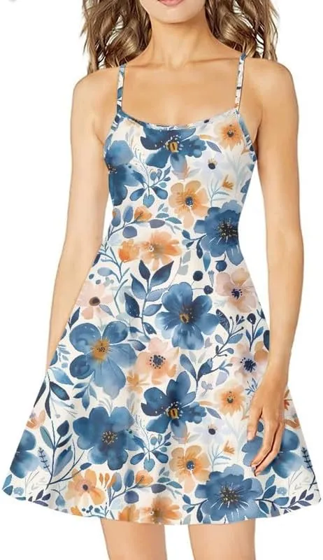 Galaxy Peacock Feather Women's Sleeveless Dresses Aztec Tribal Summer Midi Dress Boho Mandala Spaghetti Strap Dress
