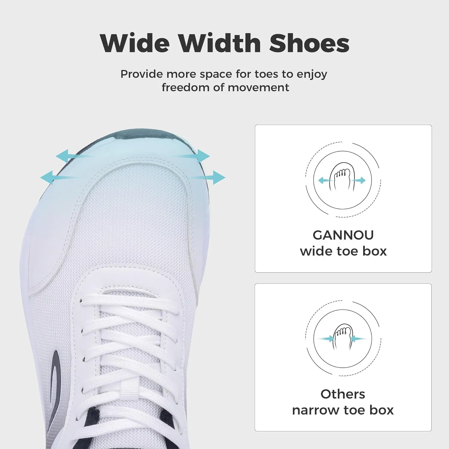 GANNOU Wide Toe Box Shoes for Men Arch Support Walking Shoes Plantar Fasciitis Orthotic Tennis Sneakers