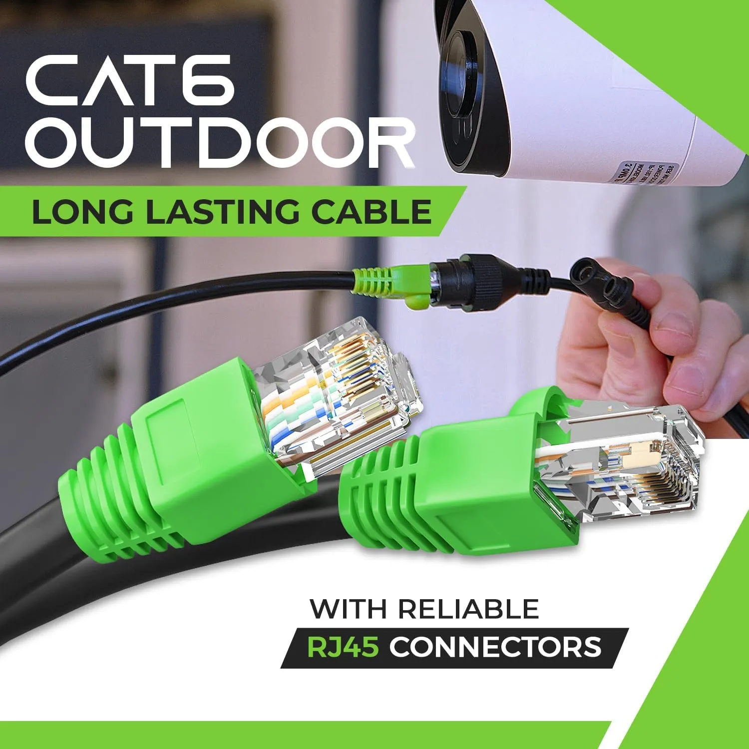 GEARit RJ45 Cat-6 Ethernet Patch Cable, DIY Bulk Kit (20 RJ45 & 20 Boot), 10Gpb Transfer Speed, Gold-Plated Connector, Copper Clad, Outdoor, UV Resistant, Direct Burial, Waterproof, 1,000 Foot, Black