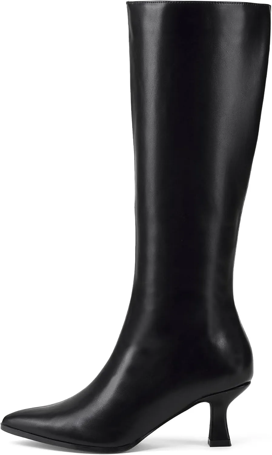 GENSHUO Knee High Boots Women Pointed Toe 2.3 Inches Kitten Heel Tall Boots Classic Fashionable Long Boots with Side Zipper Winter