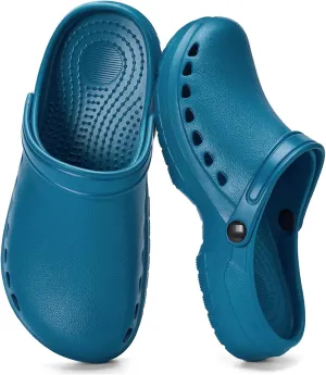 Gentle Arch Support Work Clogs Breathable Non Slip Shoes for Chef Nurse Garden Comfortable, Slip-on Lightweight Bistro Mules