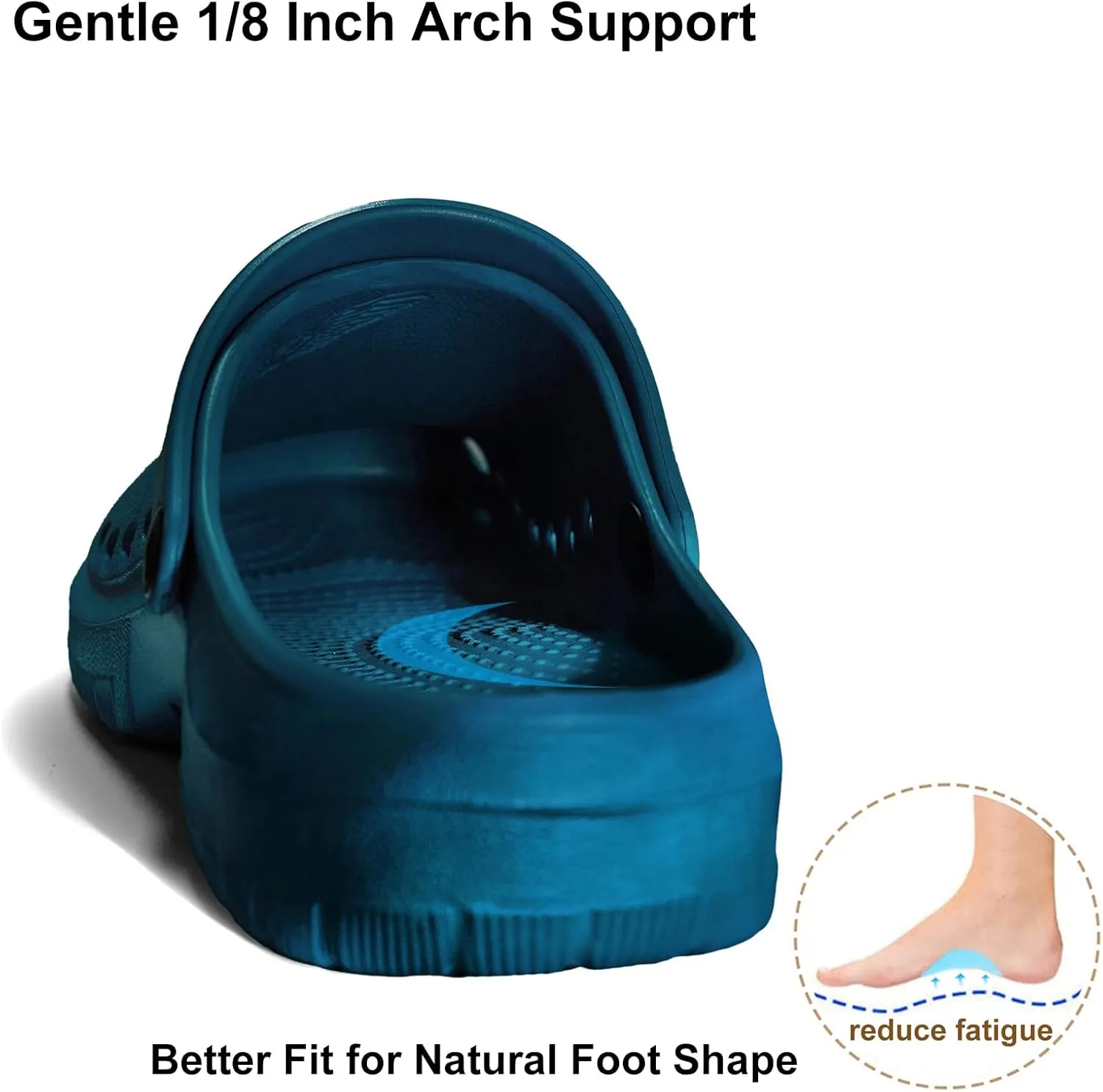 Gentle Arch Support Work Clogs Breathable Non Slip Shoes for Chef Nurse Garden Comfortable, Slip-on Lightweight Bistro Mules
