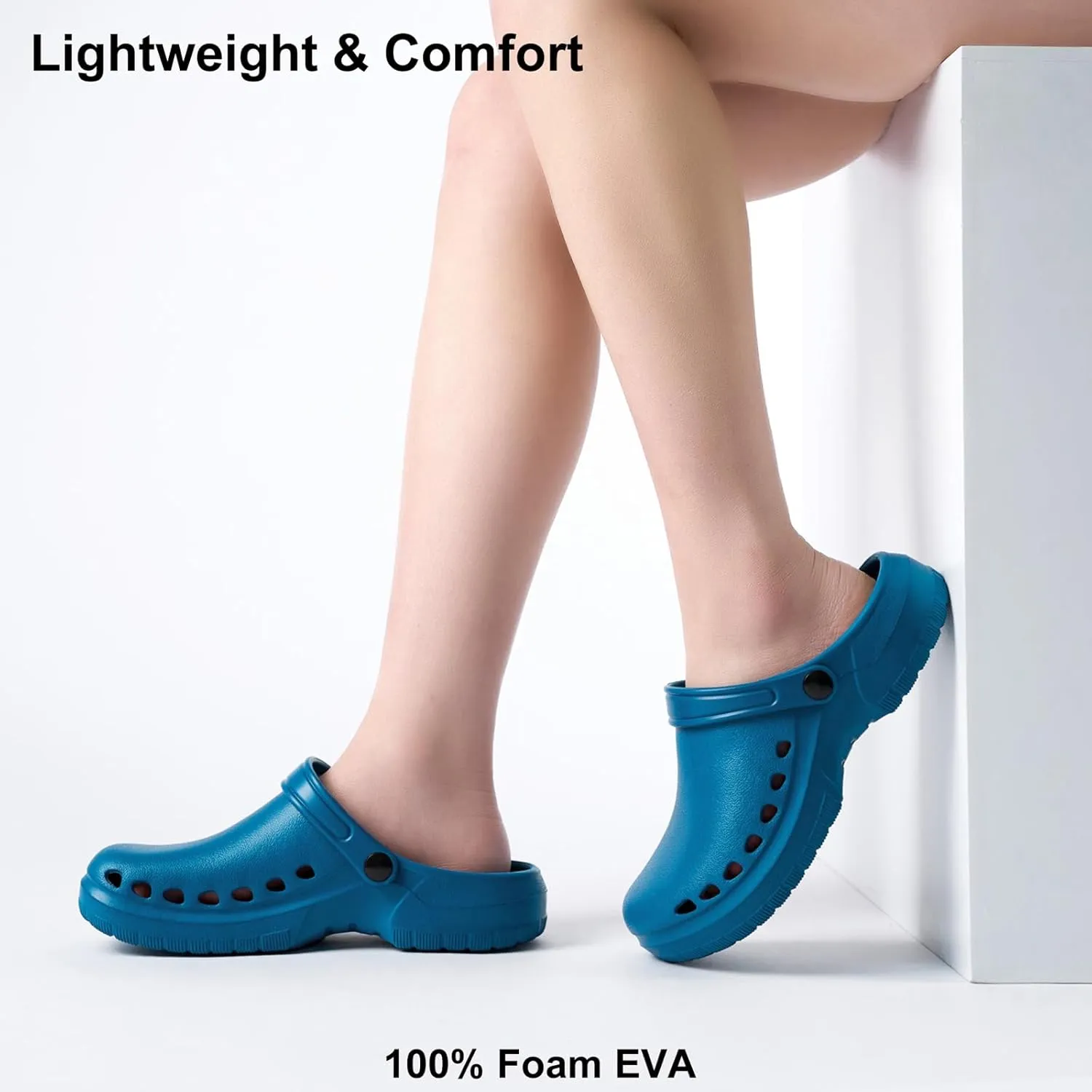 Gentle Arch Support Work Clogs Breathable Non Slip Shoes for Chef Nurse Garden Comfortable, Slip-on Lightweight Bistro Mules