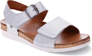 Georgia Women's Sandals - Premium Leather - Adjustable Velcro Strap - Contoured Footbed with Arch Support - Removable Footbed for Custom Orthotics