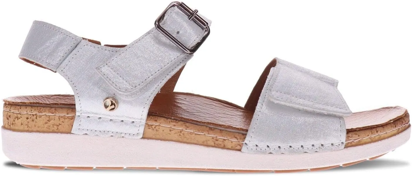 Georgia Women's Sandals - Premium Leather - Adjustable Velcro Strap - Contoured Footbed with Arch Support - Removable Footbed for Custom Orthotics