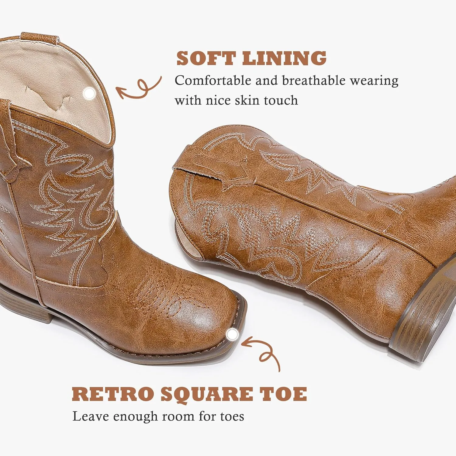 Girls Cowgirl Boots Mid Calf Square Toe Western Boot for Kids Glitter Cowboy Boot in Party for Toddler Little Big Girls Riding Shoes