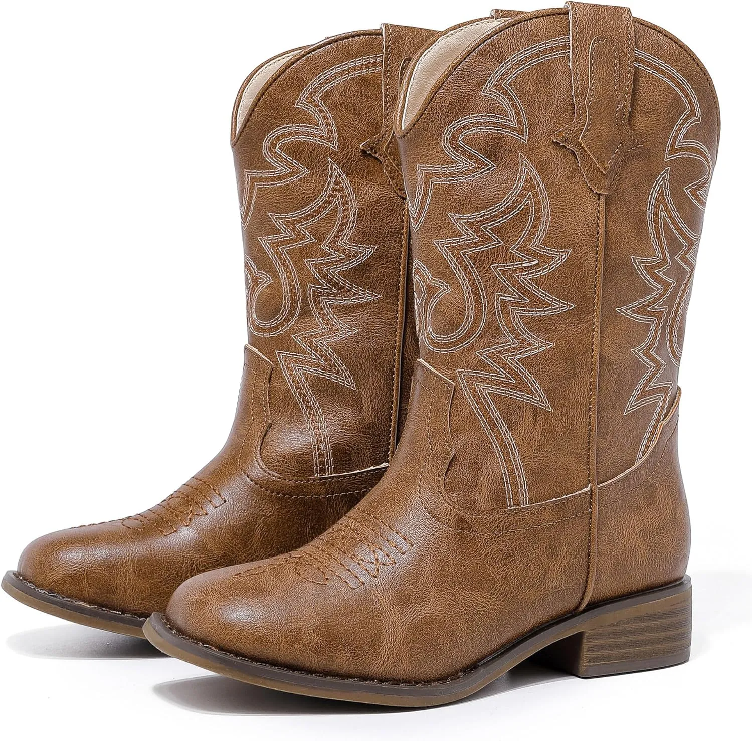 Girls Cowgirl Boots Mid Calf Square Toe Western Boot for Kids Glitter Cowboy Boot in Party for Toddler Little Big Girls Riding Shoes
