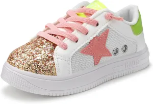 Girls Sneakers Glitter Tennis Shoes Lightweight Non-Slip Running Walking Shoes for Toddler/Little Kid/Big Kid