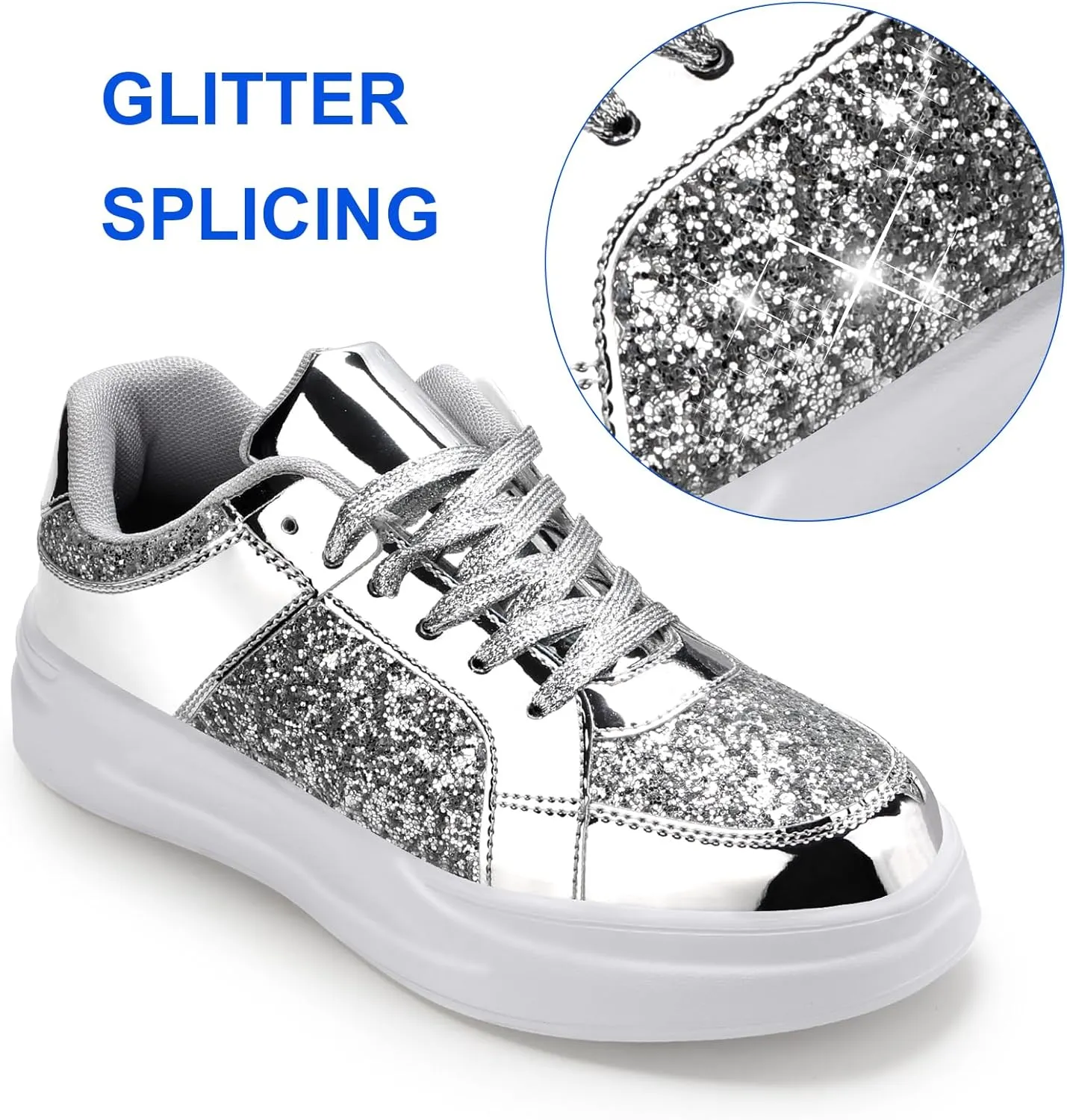 Glitter Sneakers for Women - Sparkly Bling Sequin Sneakers for Wedding, Party & Casual Wear