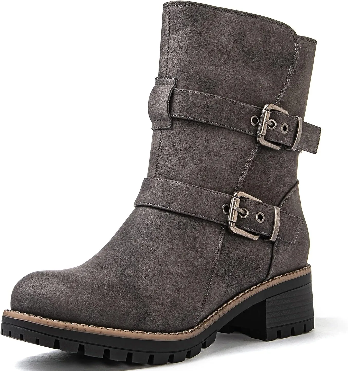 GLOBALWIN Women's Fur Booties Fashion Combat Ankle Boots For Women