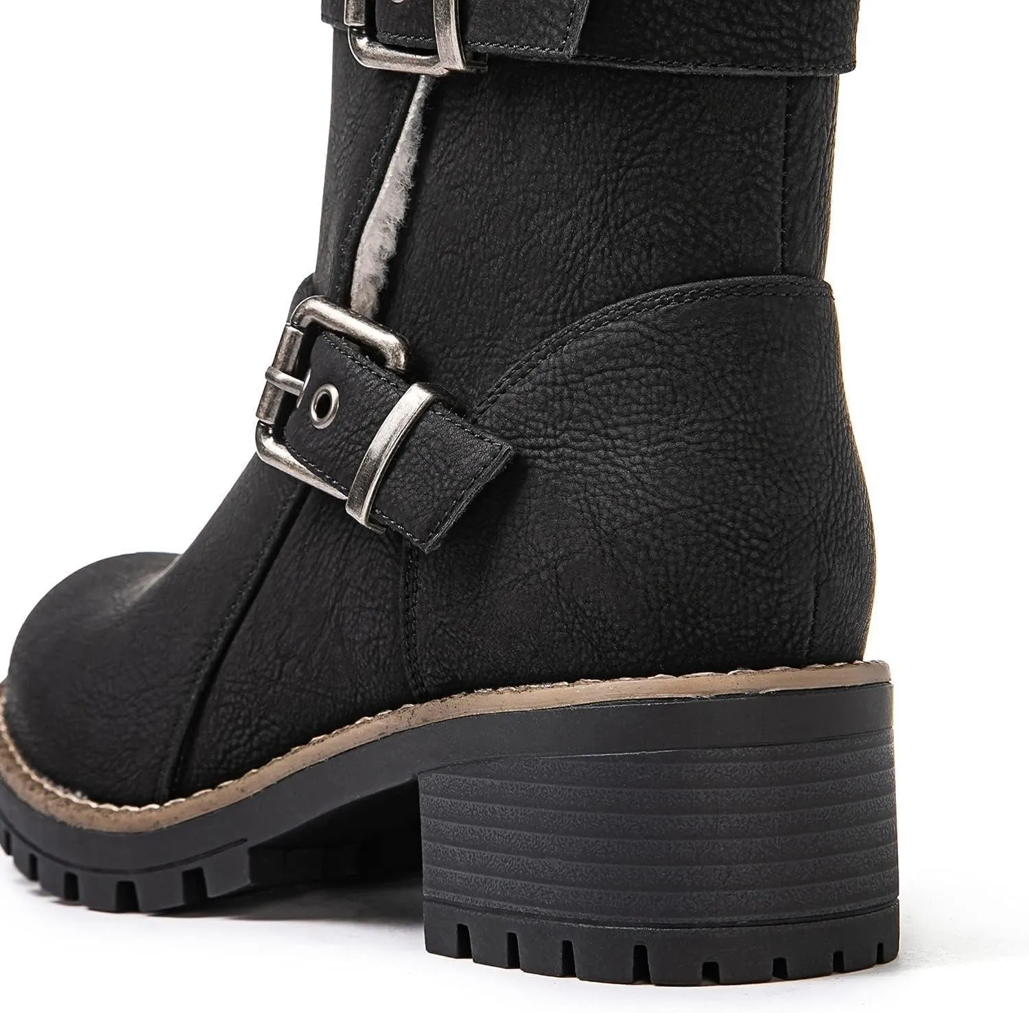 GLOBALWIN Women's Fur Booties Fashion Combat Ankle Boots For Women
