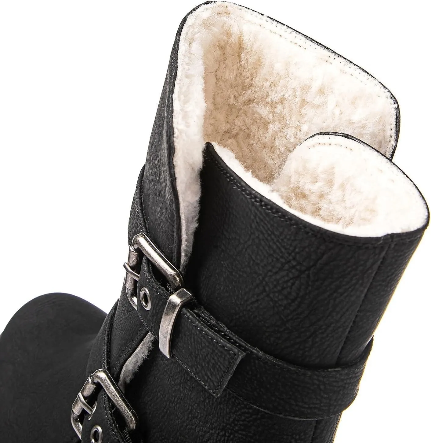 GLOBALWIN Women's Fur Booties Fashion Combat Ankle Boots For Women