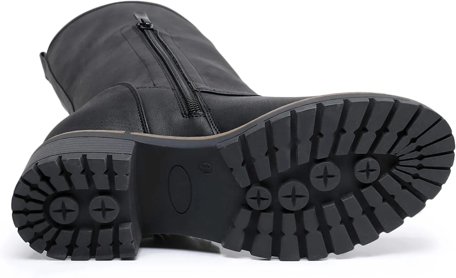GLOBALWIN Women's The Twisted Rider Motorcycle Boots Mid-Calf Fashion Boots For Women Low Heel