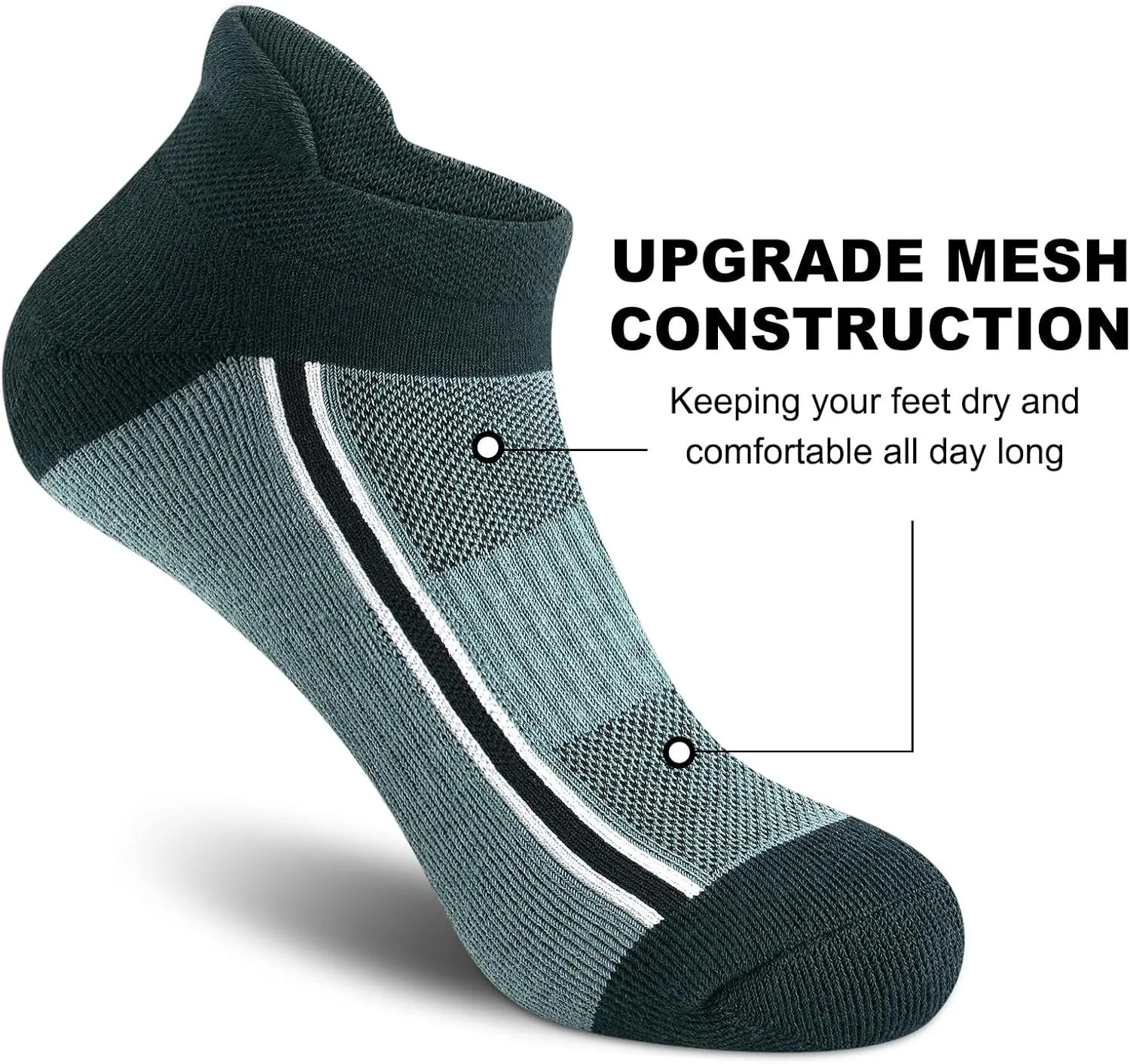 Gonii Men's Running Athletic Ankle Socks - Thick Cushioned Low Cut Socks (5 Pairs)