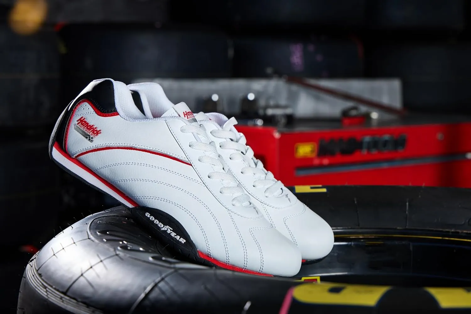 Goodyear Mens Ori Racer Sneakers – Hendrick Motorsports Low-Top Lace Up Performance Sneakers, Leather & Mesh Lining