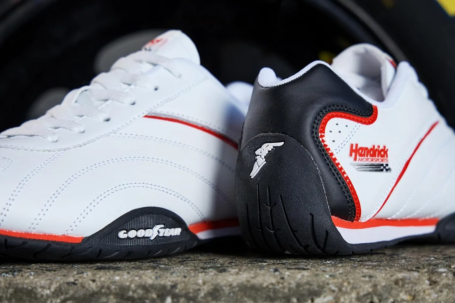 Goodyear Mens Ori Racer Sneakers – Hendrick Motorsports Low-Top Lace Up Performance Sneakers, Leather & Mesh Lining