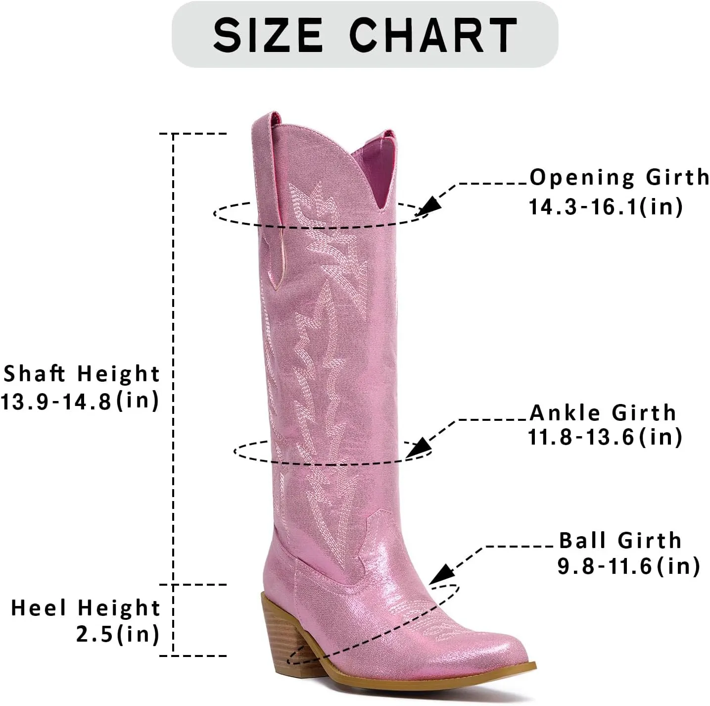 GOSERCE Cowboy Boots for Women Cowgirl Mid Calf Boots Floral Embroidery Pointed Toe Chunky Heel 2.5" Pull-On Fashion