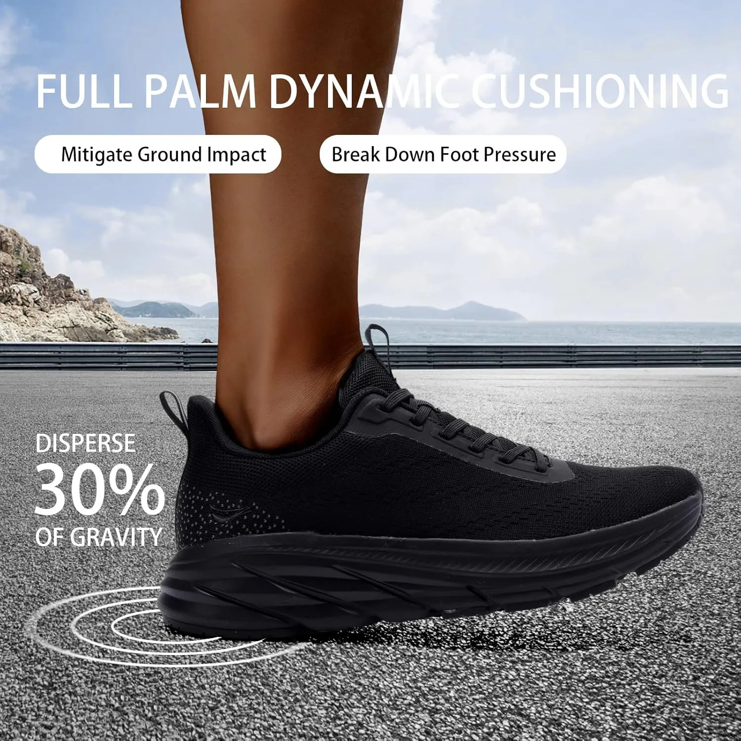 Grand Attack Men's Road Running Walking Shoes | Max Cushioned Comfort | Durable Non-Slip | Breathable Athletic Tennis Cross-Training Sneakers