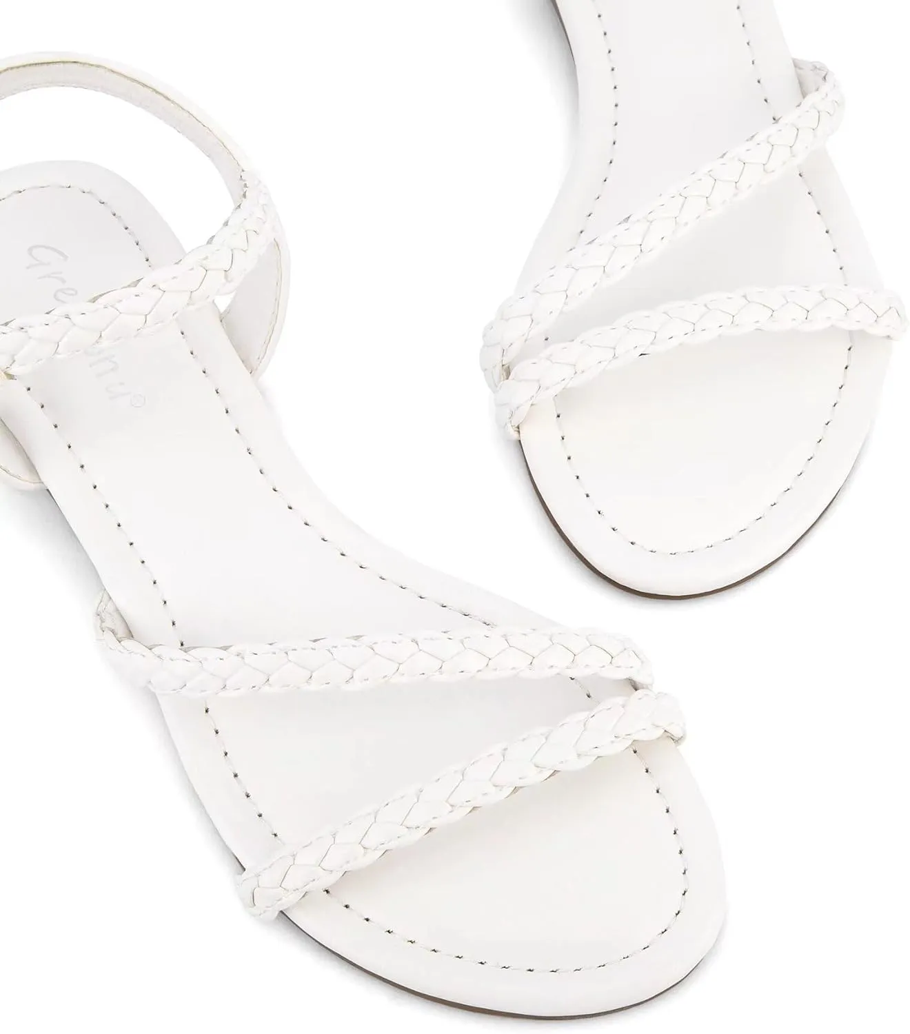 Greatonu Women’s Flat Sandals Slip On Summer Gladiator Open Toe Braided Slingback Shoes