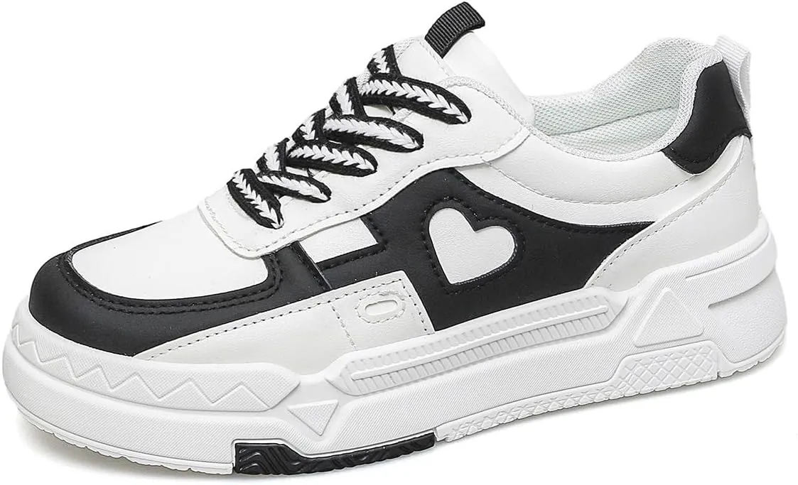 Heart Chunky Sneakers for Women Fashion Y2k Thick Sole Low Top Platform Shoes