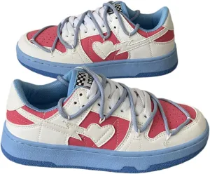Heart Lightning Low-Top Fashion Sneakers for Women - Cute Colorblock Athletic Casual Shoes with Unique Design Detail and Comfortable Cushioned Sole