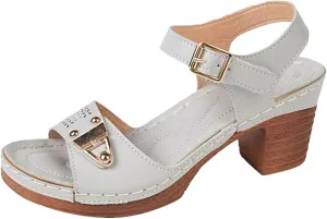 Heeled Sandals for Women, Ankle Strap Wedge Sandals Platform Summer Casual Hollow Out Open Toe Low Heel Dressy Shoes
