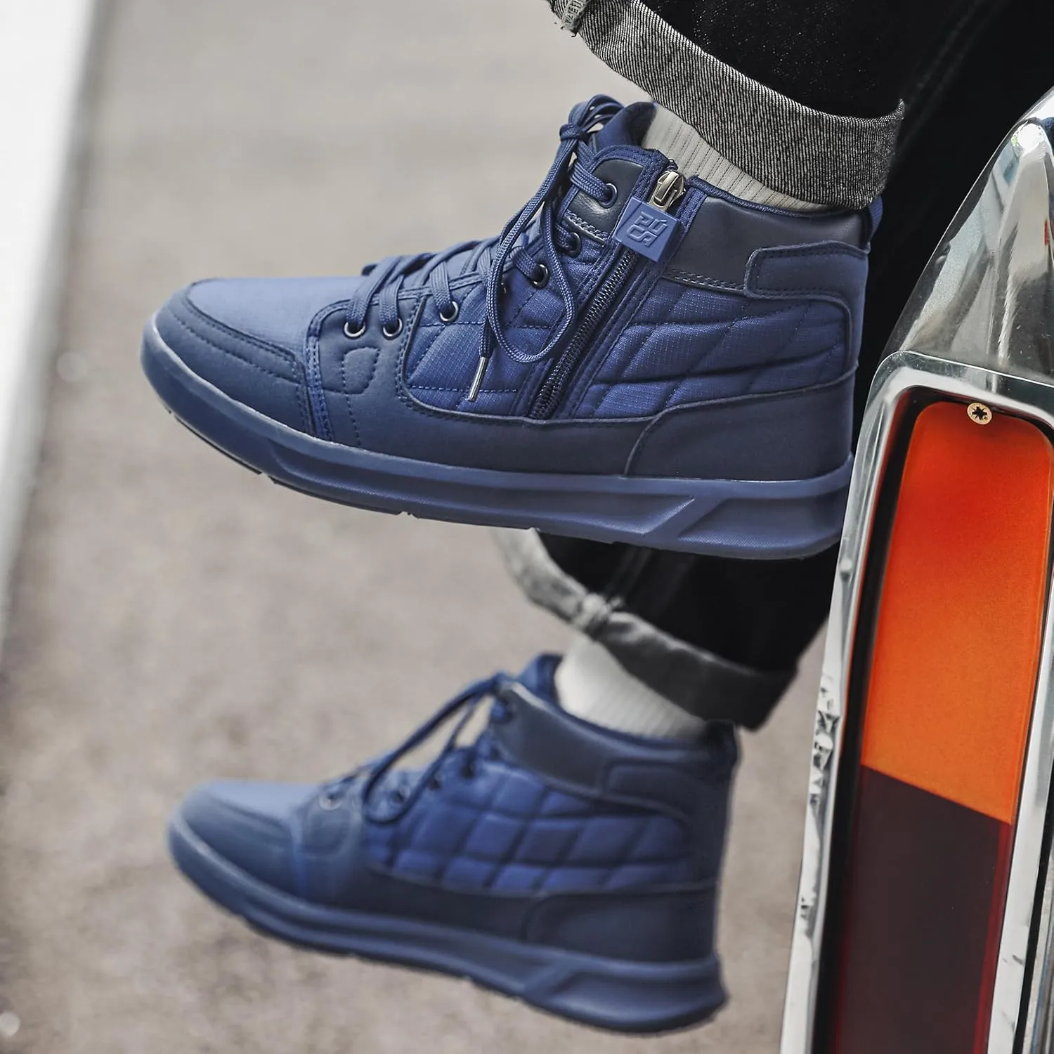 High-Top Men’s Casual Shoes - Genuine Microfiber Suede Boots with Side Zipper, Lightweight Flexible Sole, Well-Cushioned Breathable and Removable Insoles