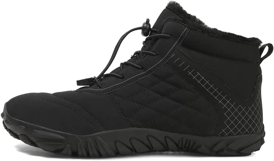 HiGropcore Barefoot Snow Boots for Women Men, Warm Fur Lined Water Repellent Winter Barefoot Shoes, Wide Toe Box Lightweight Outdoor Ankle Boots