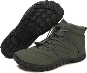 HiGropcore Barefoot Snow Boots for Women Men, Warm Fur Lined Water Repellent Winter Barefoot Shoes, Wide Toe Box Lightweight Outdoor Ankle Boots