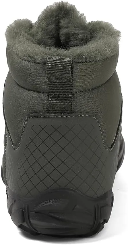 HiGropcore Barefoot Snow Boots for Women Men, Warm Fur Lined Water Repellent Winter Barefoot Shoes, Wide Toe Box Lightweight Outdoor Ankle Boots