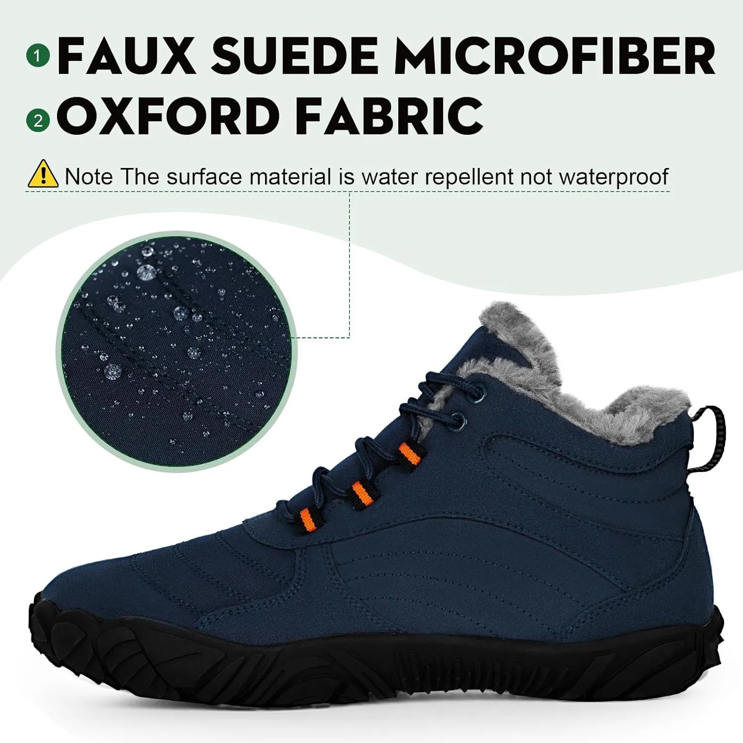 Hike Winter Footwear Barefoot Boots Mens Womens, Waterproof Winter Snow Boots, Warm Ankle Booties, Wide Toe Barefoot Hiking Boots, Non-Slip Zero Drop Sole Hike Shoes for Hiking Walking Outdoor