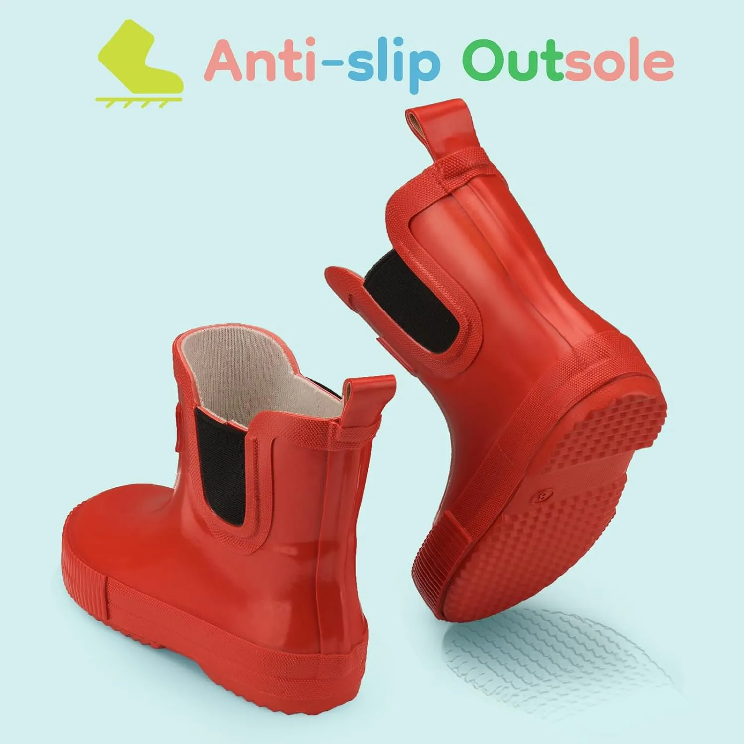 HISEA Kids Ankle Rain Boots Waterproof Deck Rubber Shoes for Boys Girls (Toddler/Little Kid/Big Kid)