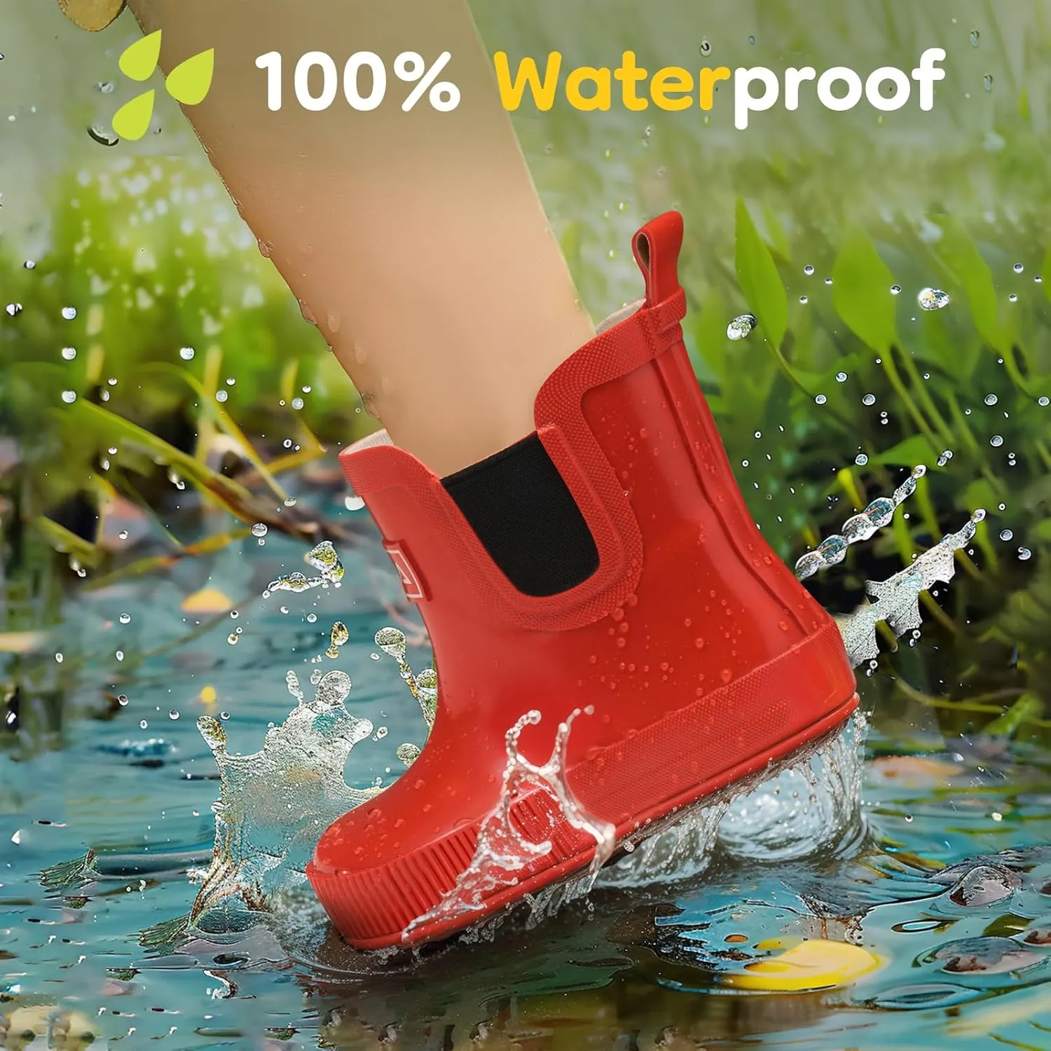 HISEA Kids Ankle Rain Boots Waterproof Deck Rubber Shoes for Boys Girls (Toddler/Little Kid/Big Kid)