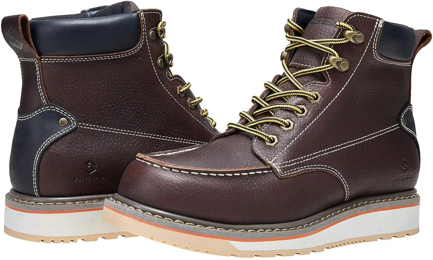 HISEA NINGO Work Boots for Men Steel/Soft Toe Boots, 6” Waterproof Slip Resistant Industrial & Construction Work Boots, Composite Toe Working Boots