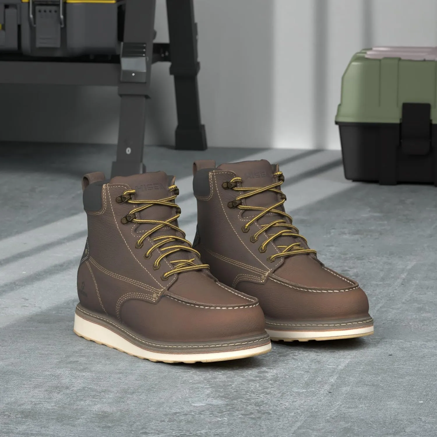HISEA NINGO Work Boots for Men Steel/Soft Toe Boots, 6” Waterproof Slip Resistant Industrial & Construction Work Boots, Composite Toe Working Boots