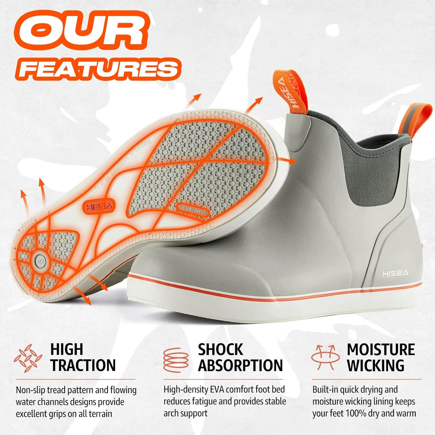 HISEA Women's Ankle Rain Boots, Rubber Fishing Deck Boots, Garden Boots for Women Waterproof