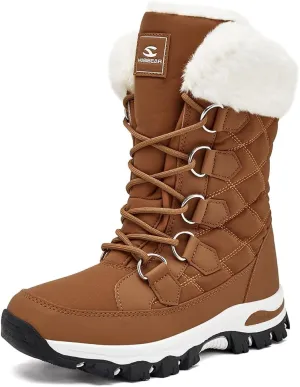 HOBIBEAR Womens Winter Boots Warm Faux Fur Lined Snow Boots Cold Weather Outdoor Shoes Water Resistant