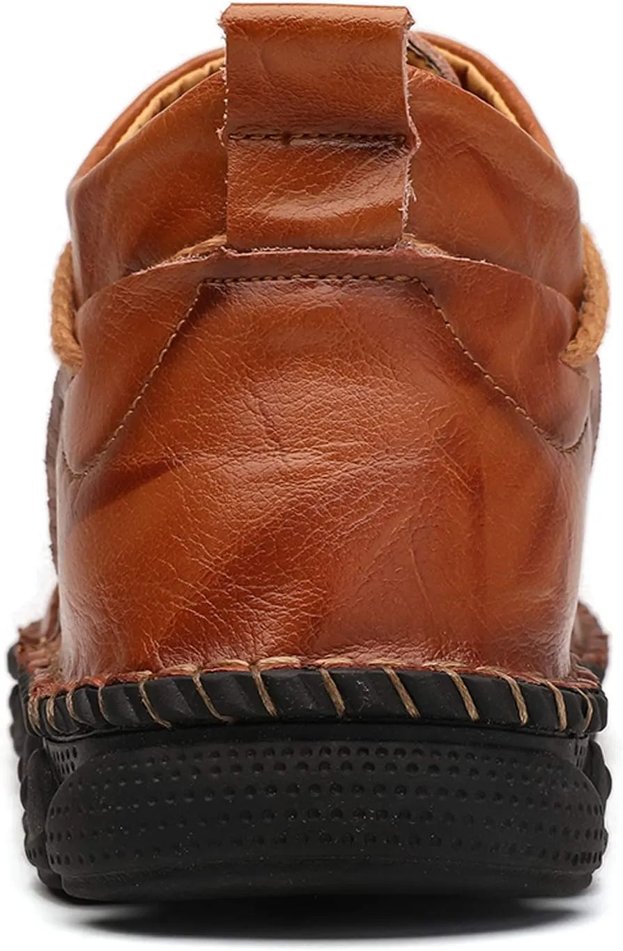 Honeystore Men's Zipper Booties British Boots High-top Leather Motorcycle Shoes