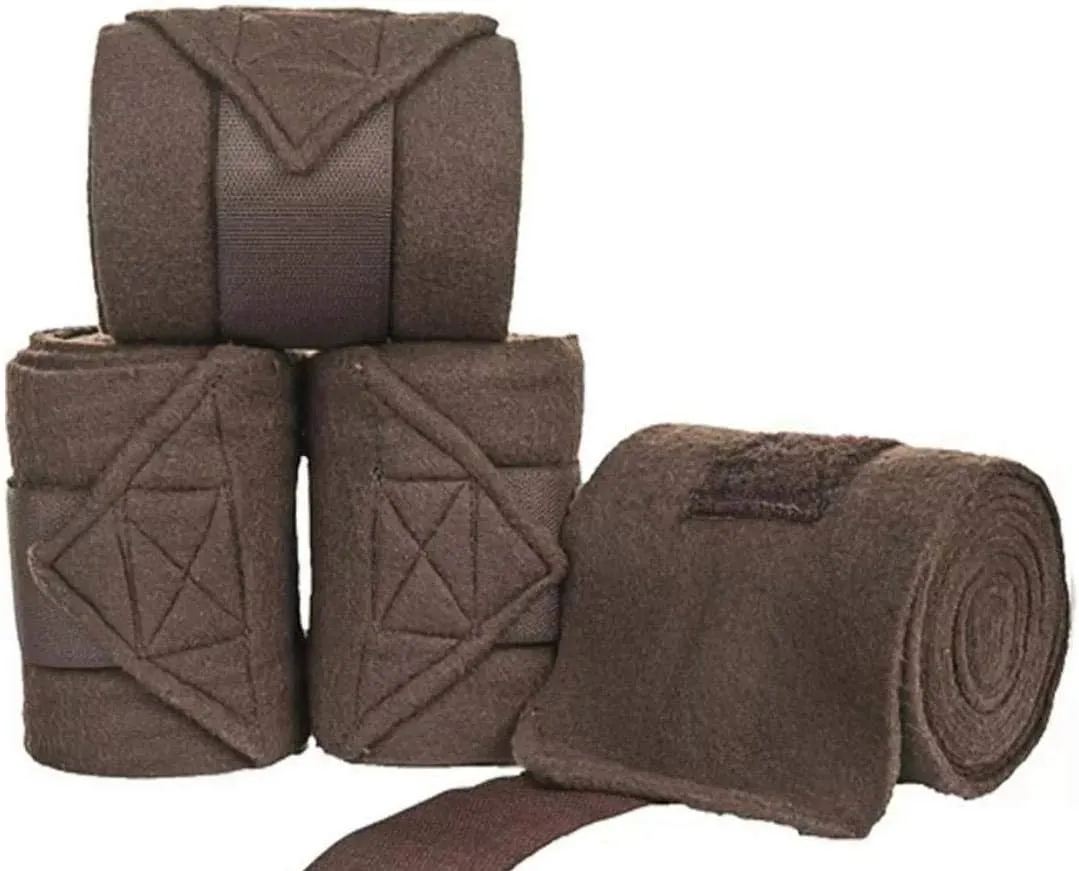 Horse Fleece Bandages/Polo Wraps/Stable Wraps Equestrian Leg Wraps Set of 4 TACK Equestrian Boots Protection (Brown)