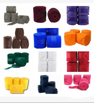 Horse Fleece Bandages/Polo Wraps/Stable Wraps Equestrian Leg Wraps Set of 4 TACK Equestrian Boots Protection (Brown)