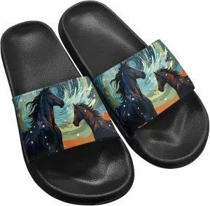 House Slippers Women Mens Comfortable Cloud Sandals Indoor Outdoor Eva Foam Foot Slip On Spa Shower Shoes Size 5-12.5 Black Sole