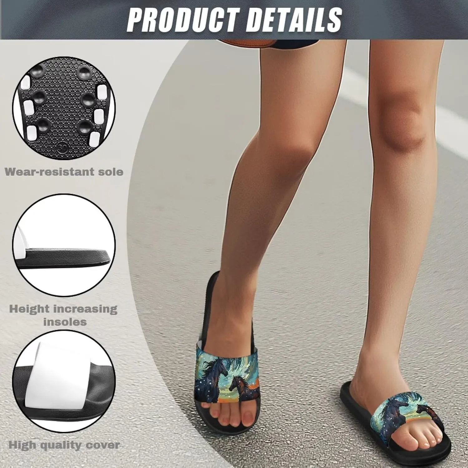 House Slippers Women Mens Comfortable Cloud Sandals Indoor Outdoor Eva Foam Foot Slip On Spa Shower Shoes Size 5-12.5 Black Sole
