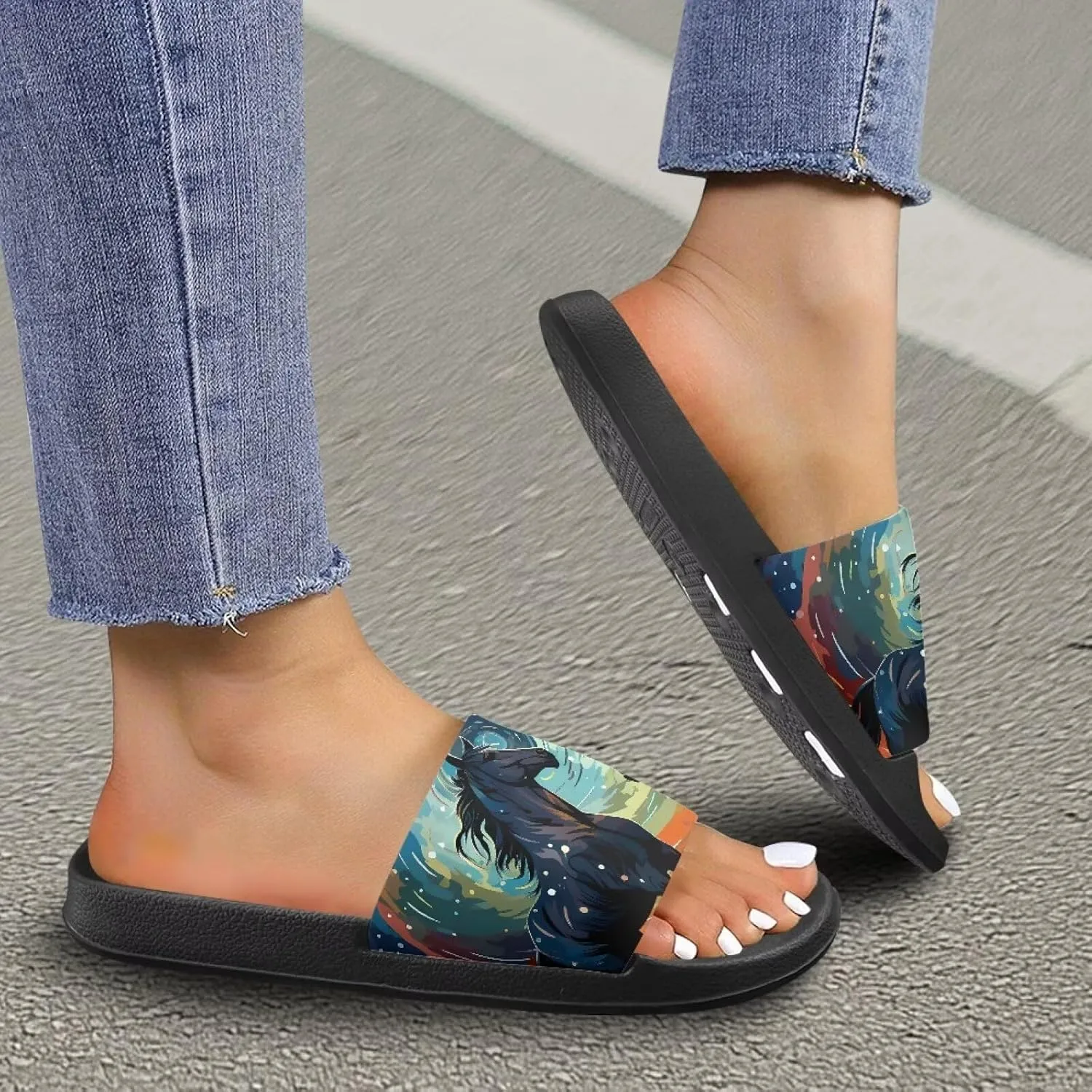 House Slippers Women Mens Comfortable Cloud Sandals Indoor Outdoor Eva Foam Foot Slip On Spa Shower Shoes Size 5-12.5 Black Sole