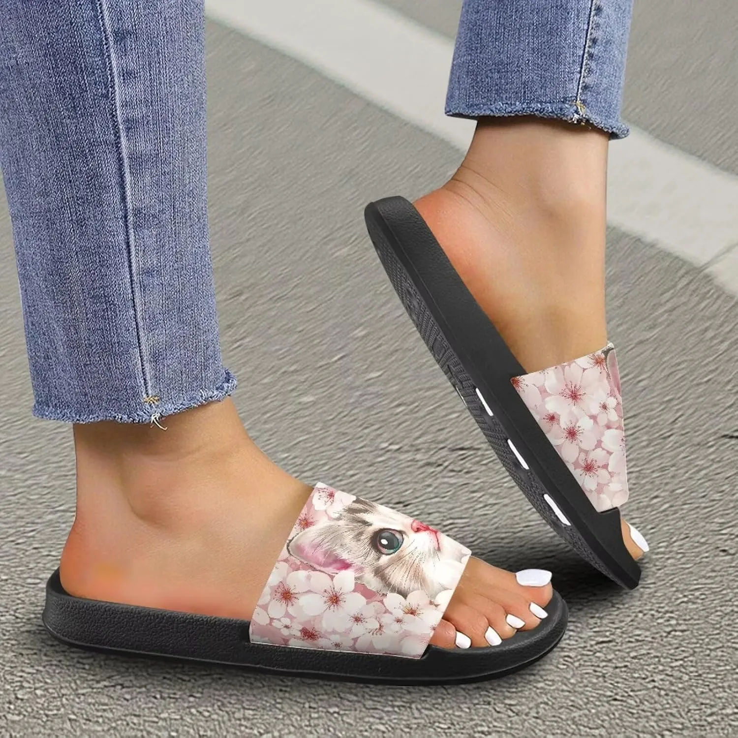 House Slippers Women Mens Comfortable Cloud Sandals Indoor Outdoor Eva Foam Foot Slip On Spa Shower Shoes Size 5-12.5 Black Sole