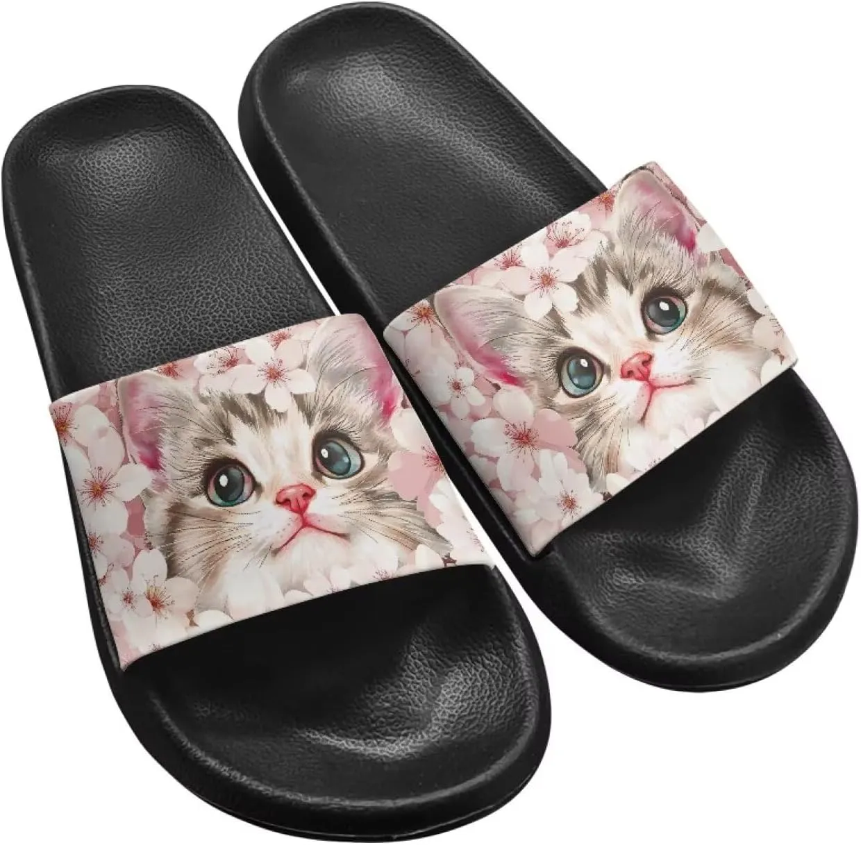 House Slippers Women Mens Comfortable Cloud Sandals Indoor Outdoor Eva Foam Foot Slip On Spa Shower Shoes Size 5-12.5 Black Sole