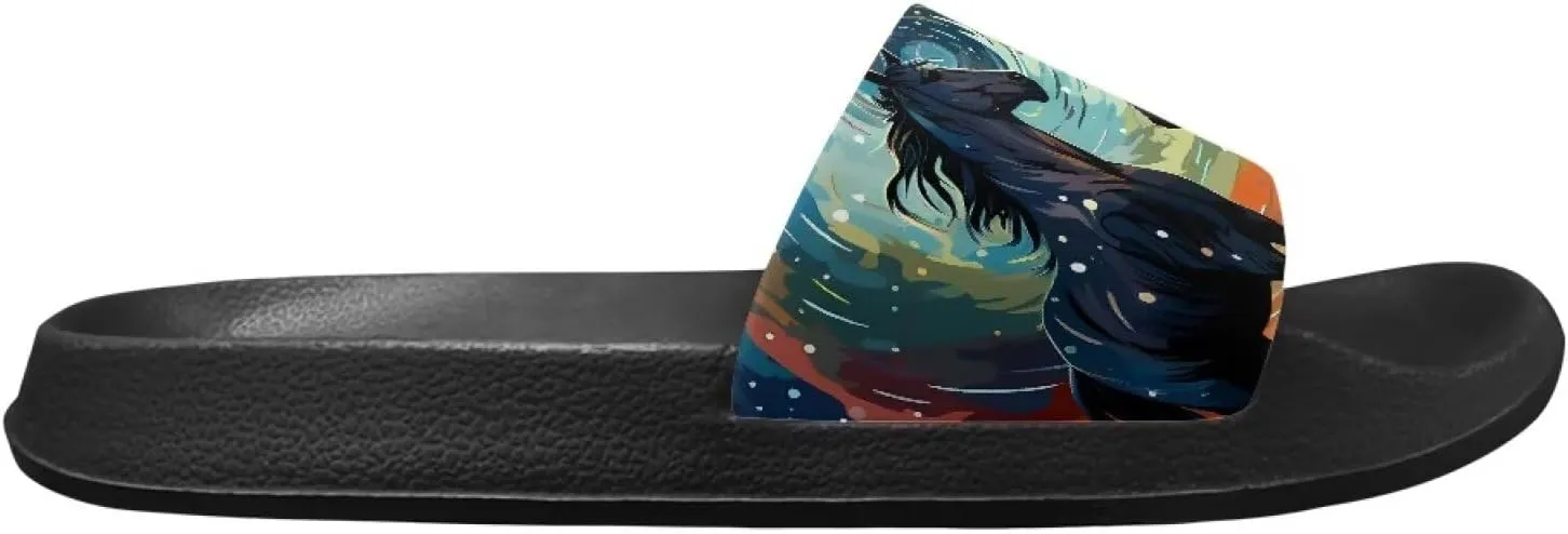House Slippers Women Mens Comfortable Cloud Sandals Indoor Outdoor Eva Foam Foot Slip On Spa Shower Shoes Size 5-12.5 Black Sole